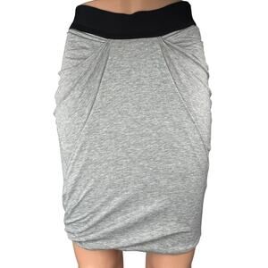 Allsaints Gray Black Elastic Waist Stretch Draped Career Pencil Mini Skirt Sz 2